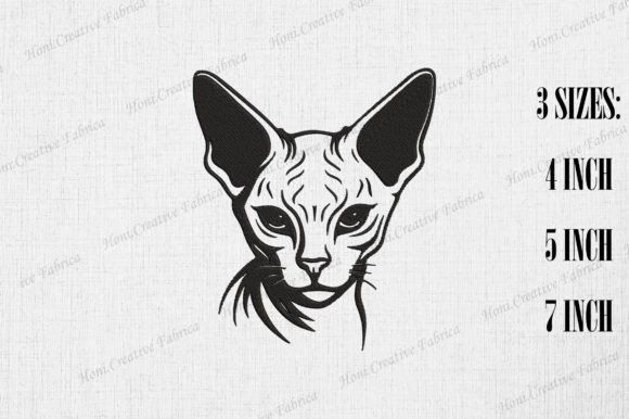 Cute Sphynx Cat Embroidery Design