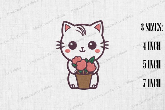 Cute Valentine Cat Embroidery Design