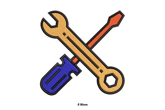Wrench and Screwdriver Embroidery Design